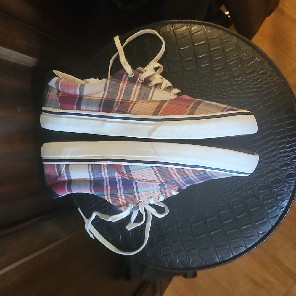 Ralph Lauren Polo Thorton III Madras Plaid Canvas Lace Up Shoes EUC, Classic - Picture 12 of 13